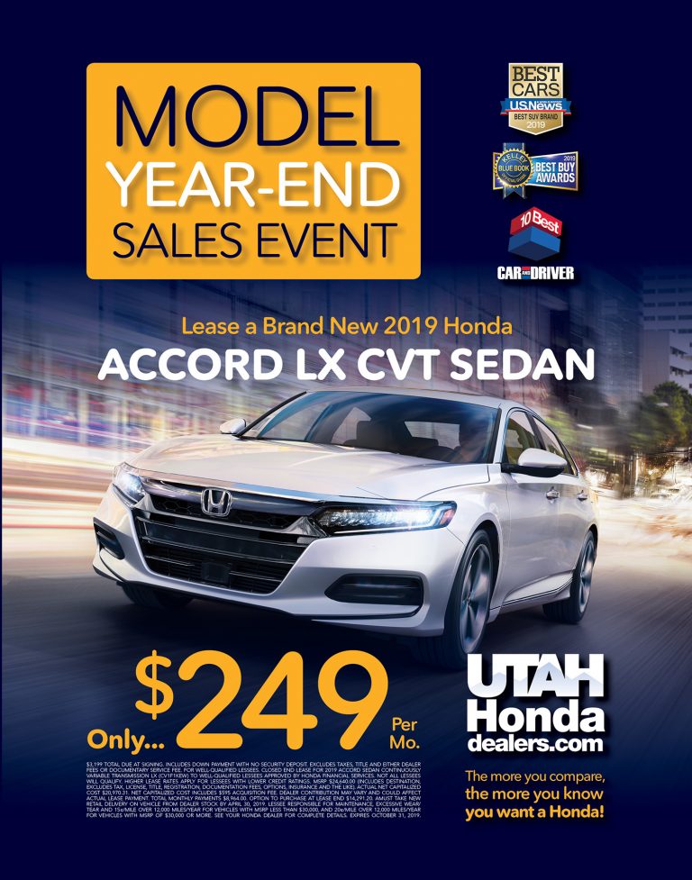 Utah Honda Dealers Model YearEnd Sales Event Accord LX CVT Larry
